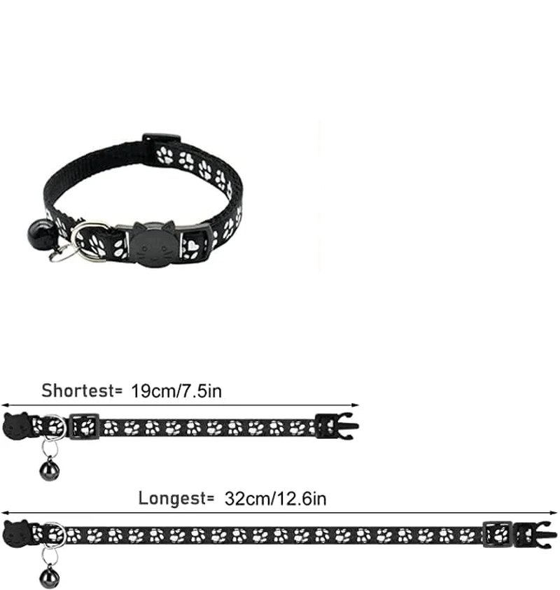 NightPaw Reflective Cat Collars with Safety Bell - 2 Pack Quick Release