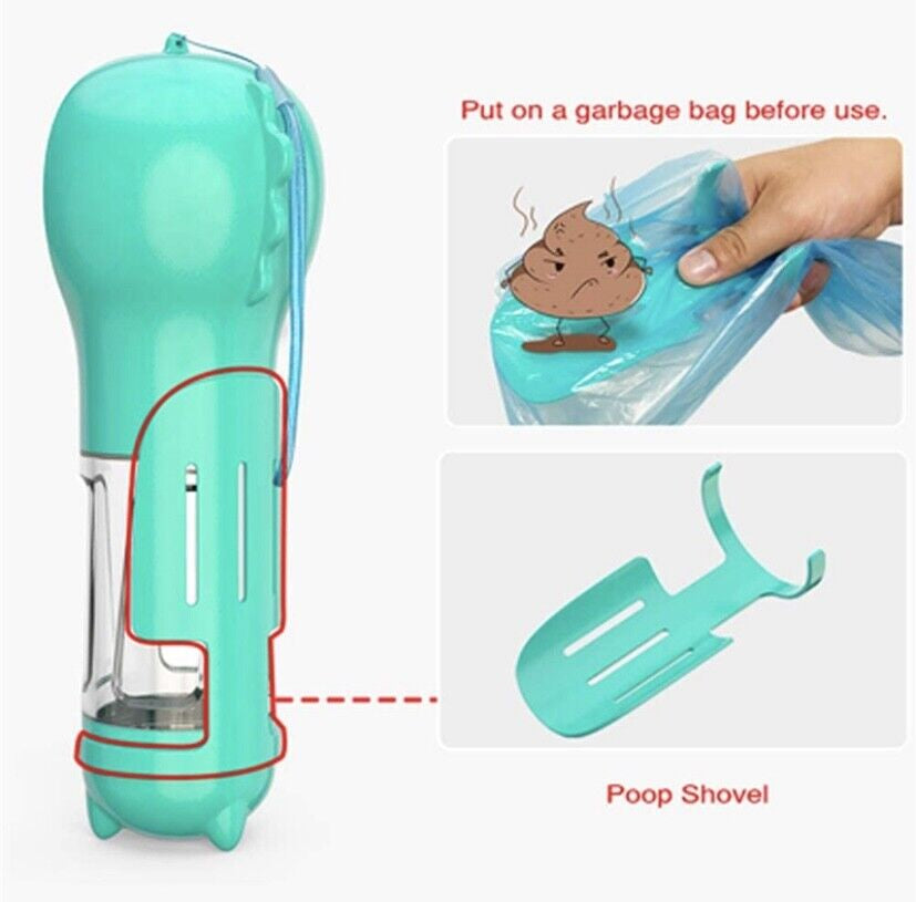 NightPaw Hydrate Flask™ Pet Travel Water Bottle with Poop Bags & Food Storage (300ml / 500ml)