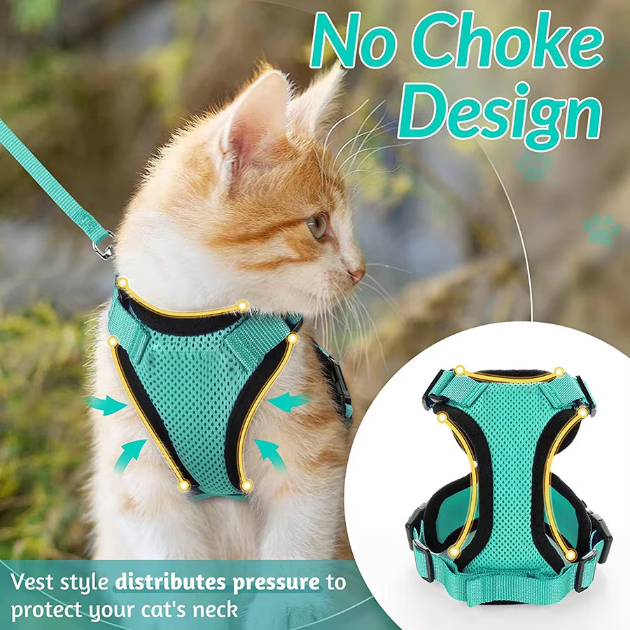 NightPaw Escape-Proof Cat Harness with Leash - Soft Adjustable Walking Vest