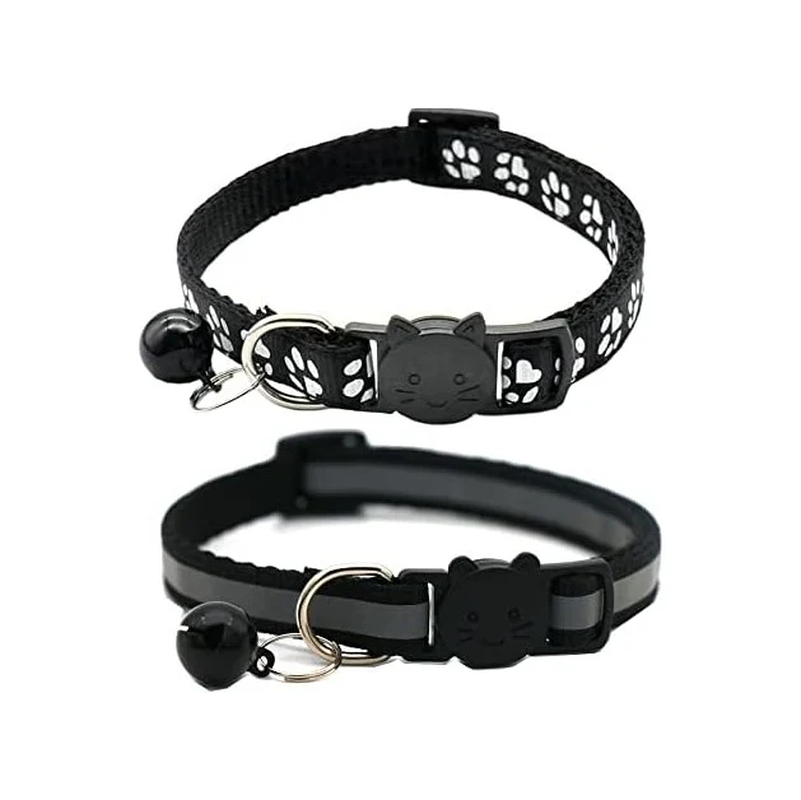 NightPaw Reflective Cat Collars with Safety Bell - 2 Pack Quick Release