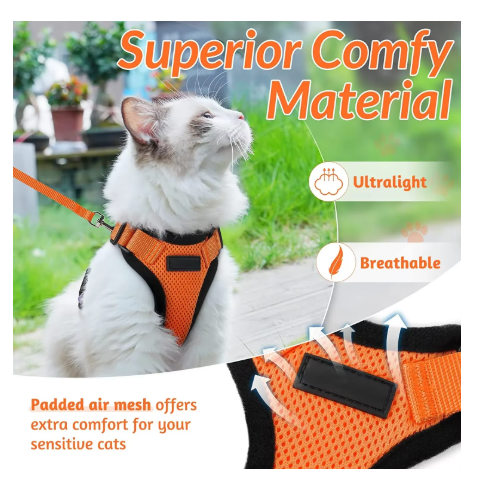 NightPaw Escape-Proof Cat Harness & Lead Set - Reflective Vest Style