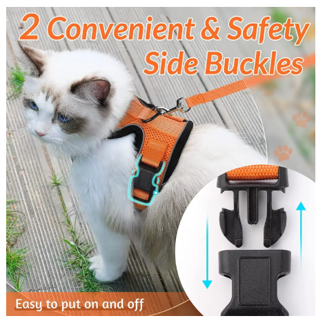 NightPaw Escape-Proof Cat Harness & Lead Set - Reflective Vest Style