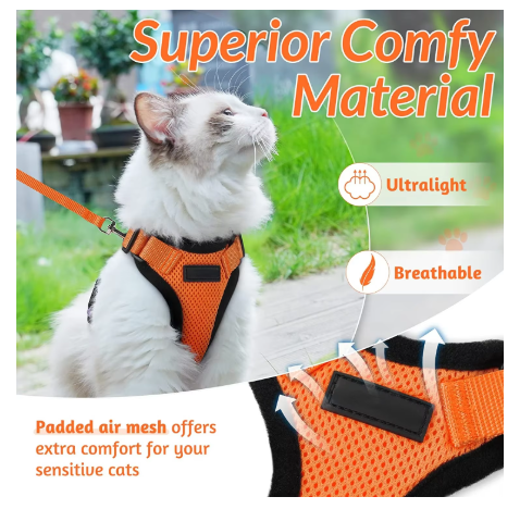 NightPaw Escape-Proof Cat Harness & Lead Set - Reflective Vest Style