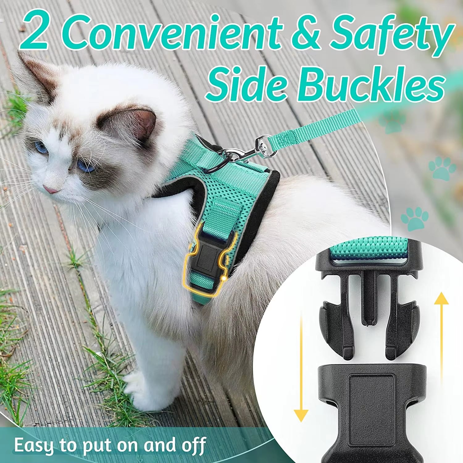 NightPaw Escape-Proof Cat Harness with Leash - Soft Adjustable Walking Vest